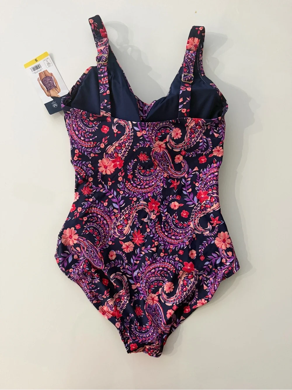 Lands’ End Paisley Floral Tummy Control One Piece Swimsuit NWT Size S